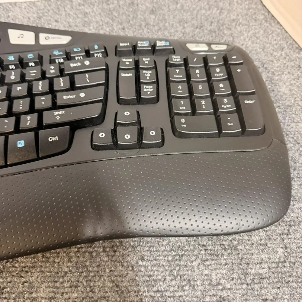Logitech K350 Wave Wireless Keyboard Ergonomic 2.4GHz USB Black PC Multimedia